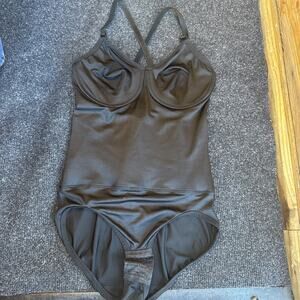 VTG Nancy Ganz Bodyslimmers 36C BlackBodysuit Shapewear Bustier 1-Piece Lingerie